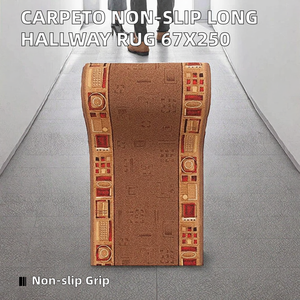 Tappeti Moderni Lunghi Antiscivolo a Pelo Corto <span class=keywords><strong>in</strong></span> <span class=keywords><strong>Plastica</strong></span> per Corridoio, Tappeti a Metro per Corridoi Lunghi, Beige Marrone 67 X 250 cm - Product Image 2