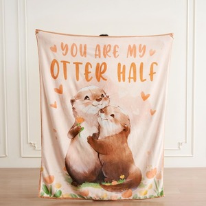 Manta de Felpa con Estampado de Nutrias Personalizada, Estilo Pastoral, Decoración para el Hogar, Cálida y Acogedora, para las Cuatro Estaciones - Product Image 1