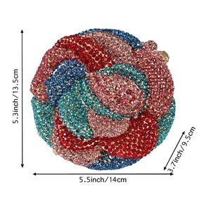 Bolso de Noche Elegante para Mujer con Pedrería Floral, Brillante, con Cristales en 3D, Tipo Clutch, con Cadena, para Citas y Cócteles - Product Image 2