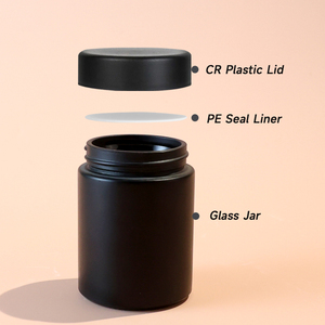 Pot en verre transparent noir et blanc de 4 oz avec couvercle résistant aux enfants - Product Image 2