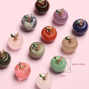 Ingrosso cristallo naturale guarigione pietre preziose sciolte forma di mela <span class=keywords><strong>ametista</strong></span> quarzo rosa Lapis agata turchese ciondolo gioielli da te - Product Image 1