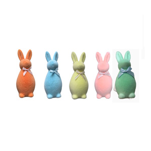 DAMAI Luxury Easter Bunny Party Supplies Flocked Rabbit Tabletop Centerpiece Spring Home Office <b>Table</b> <b>Birthday</b> Decoration - Product Image 3
