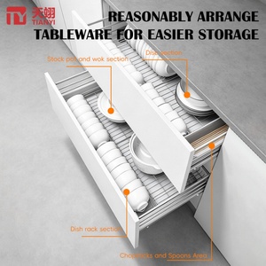 TIANYI Premium 304 Stainless Steel Flat <b>Wire</b> Pull Out Dish Rack Kitchen Cabinet Organizer Drawer Basket with <b>Soft</b> Close Slides - Product Image 2