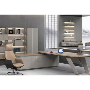 Bureau d'ordinateur modulaire convertible en bois de luxe moderne avec design de panneau pour villa et usage de bureau - Product Image 1