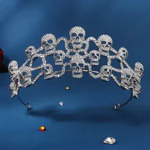 SFANG преувеличенная корона с черепом, ободки со стразами для Хэллоуина, аксессуары для головных убор