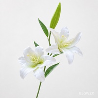 Premium Handgefertigte Lilie mit Echtem Touch, 3-Köpfige Künstliche Blume in Rosa und Weiß, Blumenarrangements für Hochzeit, Ostern und Weihnachtsdekoration