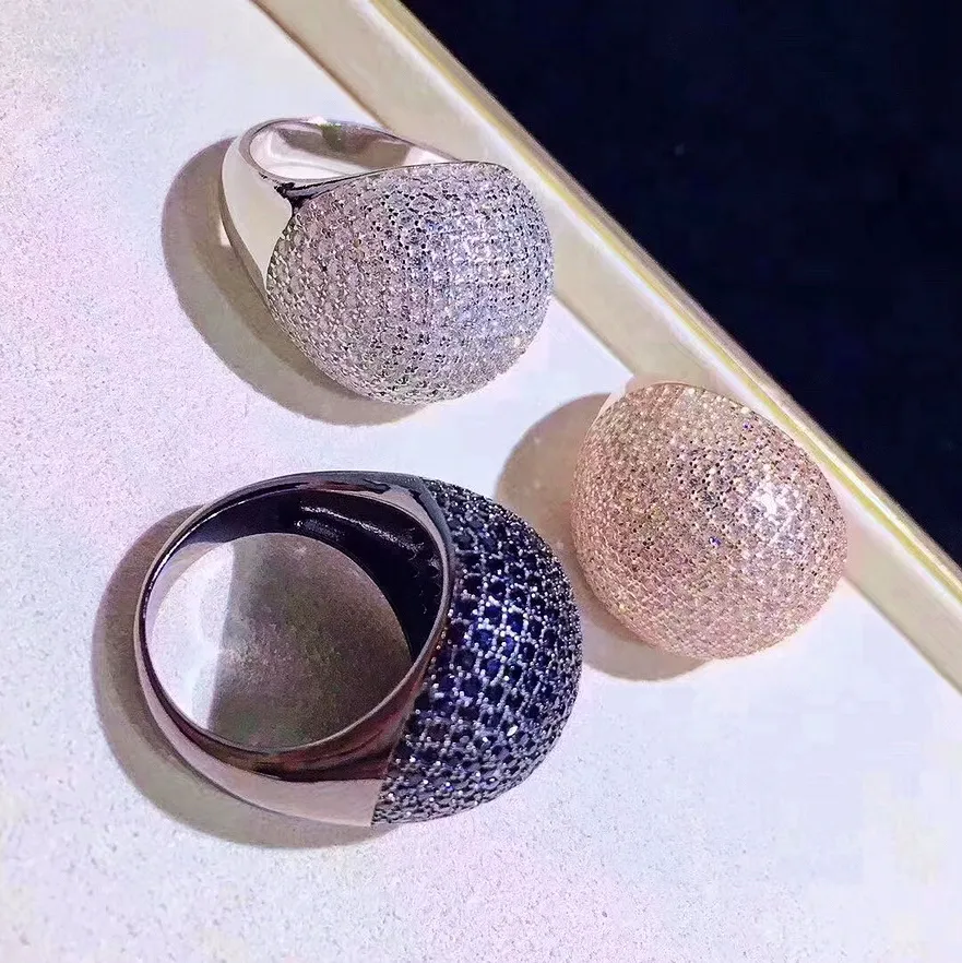 แหวนเงินหรูหราเครื่องประดับเพทาย Micro ปูไข่รูปร่างแหวนลูกอมที่มีสีสันแหวนนิ้วมืออุปกรณ์เสริมสำหรับผู้หญิงสาว