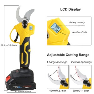 Cisailles à cliquet industrielles alimentées par batterie au lithium, lames en acier inoxydable, capacité de coupe de 20-30 mm pour l'élagage des arbres fruitiers et des jardins - Product Image 1
