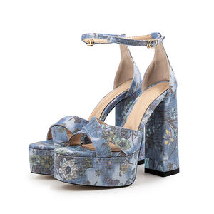 WETKISS 2024 Nouveau dans les petites quantité minimale de commande Multi Colors Summer Flower Sandals 15cm Block Heel Sandals Ladies Platform Sandals for Party - Product Image 4