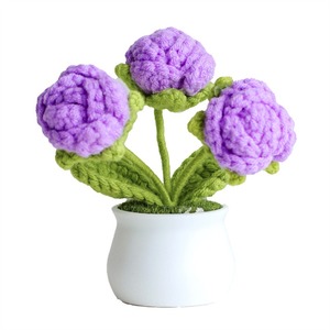 Productos florales hechos a mano, rosas simuladas, pequeñas plantas en maceta, adornos para decoración del hogar, regalos para el coche, flores de hilo tejidas. - Product Image 4