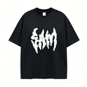 T-shirt homme surdimensionné en coton 100% avec logo brodé, appliqué et imprimé DTG. - Product Image 2