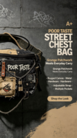 Sac de poitrine et de taille en jean personnalisé style Hip-Hop avec fermeture éclair, design patchwork tendance pour usage quotidien et campus