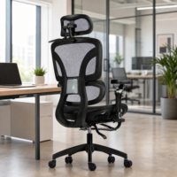 Chaise de bureau ergonomique moderne en maille personnalisable OEM avec appui-tête réglable, soutien lombaire, pivotante, pour bureau, maison et école