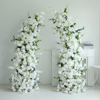 Arche de fleurs artificielles d'hortensias bordeaux, arrangement floral artificiel mixte d'hortensias rouges et d'orchidées pour cérémonie de demande en mariage