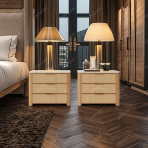 Natural Wood Modern Minimalist Bedroom Set with Storage Tufted & Customized Design for Apartment/Hotel Use - Product Image 5