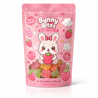 ZA Pack Custom Schattige Konijnen Mylar Zakje Staande Zak met Venster voor Aardbeien Gummies Snoepverpakking