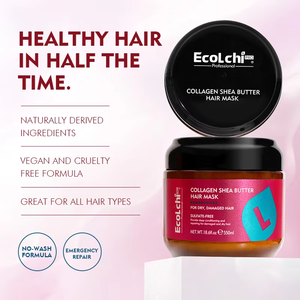 Maschera Professionale per Capelli EcolchiPro 550ml con Collagene e Burro di Karité per Capelli Secchi e Danneggiati Trattamento Riparatore alla Cheratina - Product Image 6
