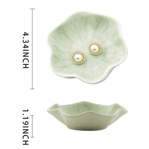 Nordic Style Customized Logo Leaf Pattern Ceramic Bowl Handmade Trinket Dish Decorative Jewelry Dish <strong>Tray</strong> - Product Image 5