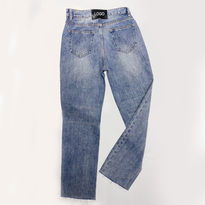 Jeans vintage bleu à fermeture éclair latérale 2025, jeans en denim <span class=keywords><strong>coupe</strong></span> droite, taille basse, <span class=keywords><strong>coupe</strong></span> <span class=keywords><strong>bootcut</strong></span>, jeans pour femmes - Product Image 4