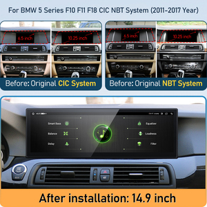 STWEI Lecteur multimédia vidéo GPS de voiture 14,9 pouces pour BMW Série 5 F10 F11 Stéréo 4G WiFi Carplay <span class=keywords><strong>Android</strong></span> Auto Navigation Unité principale - Product Image 4