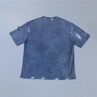 Kaos T-Shirt OEM Sablon Distressed Oversized Drop Shoulder dengan Aksen Safety Pin, Bahan Acid Wash Tebal dan Berwarna Pudar