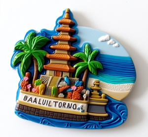 สติกเกอร์แม่เหล็กติดตู้เย็นพิมพ์ลายสามมิติรูปสามมิติชายหาดวัดเกาะตามสั่ง - Product Image 3