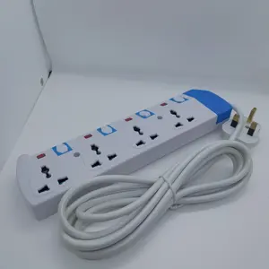 Hot Sell universal 3-6 Outlet Power Electrical King british UK standard Extension socket with light Extension cord