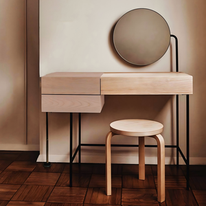 Table de toilette moderne en panneau de densité, directement de l'usine, avec miroir et tabouret, pour chambre et salon - Product Image 5