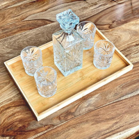 Plateau de service rectangulaire en bambou naturel sculpté à un seul niveau pour la cuisine et la salle de bain, pour servir et ranger les aliments
