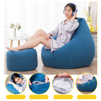 Canapé pouf gonflable en mousse, pouf confortable en mousse à mémoire de forme, fauteuil inclinable de salon avec mini repose-pieds