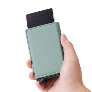 Dropshipping <b>Men</b> Minimalist <b>RFID</b> Protection Smart <b>Wallet</b> Deri Cuzdan Leather Automatic Pop up Cardholder With Magnetic Closure - Product Image 1