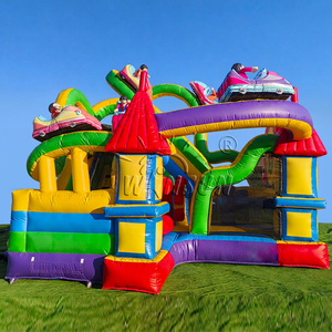 WINSUN Commercial 0.55 mm Château gonflable d'extérieur pour enfants avec montagnes russes et trampoline, ignifuge, imperméable, installation facile, en PVC - Product Image 1