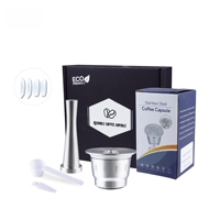 Capsule de café réutilisable en acier inoxydable, rechargeable, compatible Nespresso, écologique, vente en gros