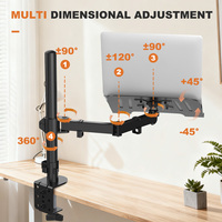 Support de bureau pour ordinateur portable Khcoohoo Kehao à bras unique, design unique, portée étendue, en acier allié, capacité de charge 8 kg, 90 cm de hauteur.