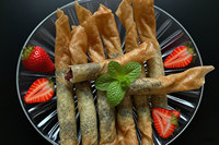 Vente en gros usine de rouleaux de printemps croustillants aux haricots rouges surgelés, pâtisserie végétarienne Dim Sum, OEM pour la restauration et les boulangeries
