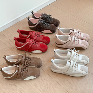 <b>Women's</b> <b>Trainers</b> Genuine Leather Two-Tone <b>Velcro</b> Built-in Heel Lift Casual German-Style Forrest Gump Style Spring Fall - Product Image 1