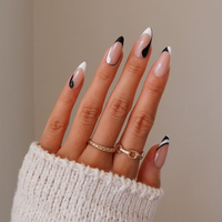 Ongles artificiels professionnels en stiletto transparents, couvrant entièrement, imperméables, 12 tailles, réutilisables, motif tourbillon bleu marine, ongles temporaires à presser