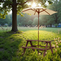Parasol rectangulaire d'extérieur Table et chaise Ensemble pour enfants Banc de jeu de jardin pour enfants Parapluie de pique-nique en bois