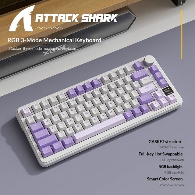 X85PRO Three-mode RGB Full Size Programmable Wireless Luminous Customized Hot-swappable Gaming Mechanical Keyboard
