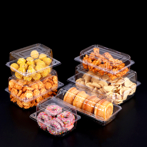 Custom Clear PET Hinged Punnets Bakery Plastic Blister <strong>Display</strong> Tray Biscuits Pastry Packaging <strong>Container</strong> - Product Image 1