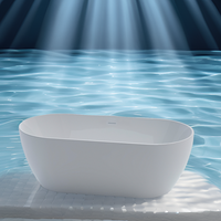 Baignoire autoportante ovale de luxe en acrylique conforme à la norme CE, 1,69 m, pour extérieur, avec drain et trop-plein