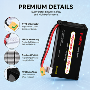 Batterie au lithium-ion semi-solide personnalisée haute performance 16000 mAh 6S 25C pour drone de levage lourd - Product Image 2