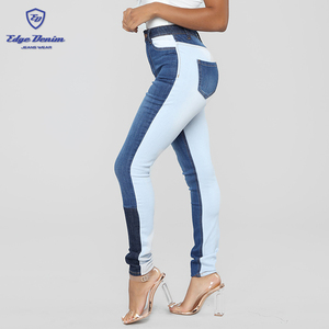 Nueva llegada <span class=keywords><strong>de</strong></span> <span class=keywords><strong>talle</strong></span> <span class=keywords><strong>alto</strong></span> tono colorway combo denim skinny <span class=keywords><strong>jean</strong></span> para las mujeres - Product Image 4