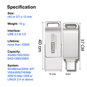 Bán buôn dữ liệu lưu trữ thiết bị kim loại USB3.0 memorias Bạc Flash <span class=keywords><strong>Disk</strong></span> 128GB 256 GB USB 3.0 2 trong 1 Type-C 64GB USB Flash Drive - Product Image 6