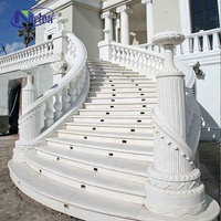 Balustrade de balcon en marbre élégant de style européen moderne garde-corps d'escalier en pierre sculptée à la main extérieur maison jardin hôpital décoratif
