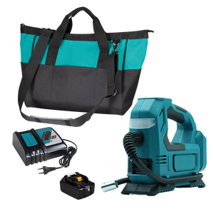 منفاخ إطارات لاسلكي 18 فولت ماكيتا - طقم DMP180 مع بطارية 6 أمبير وشاحن، مضخة هواء محمولة للسيارات والدراجات والدراجات النارية - Product Image 1