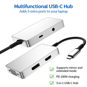 2024 5in1 USB-C Hub - 0101 HD 4KสายรับสัญญาณIp Lineชิ้นส่วน<span class=keywords><strong>ทีวี</strong></span>PD 100Wชาร์จDisplayPortและพอร์ต<span class=keywords><strong>VGA</strong></span> - Product Image 2