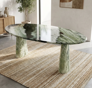 SW STONE moderno Gran oferta verde lujo mármol cocina Verde utopía mármol personalizado ovalado decoración piedra Natural mesa de comedor - Product Image 1