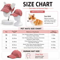 Ensemble de casquettes de baseball assorties pour propriétaires d'animaux, en velours côtelé, réglables, protection solaire, avec trous pour les oreilles, pour chats et chiens, usage quotidien en extérieur
