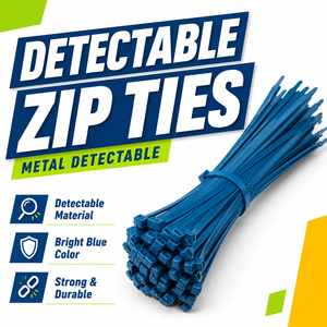 Bridas de nailon 66 detectables por metal para seguridad en el procesamiento de alimentos, sujetadores de plástico detectables por rayos X, varios tamaños 3.6*150mm - Product Image 5
